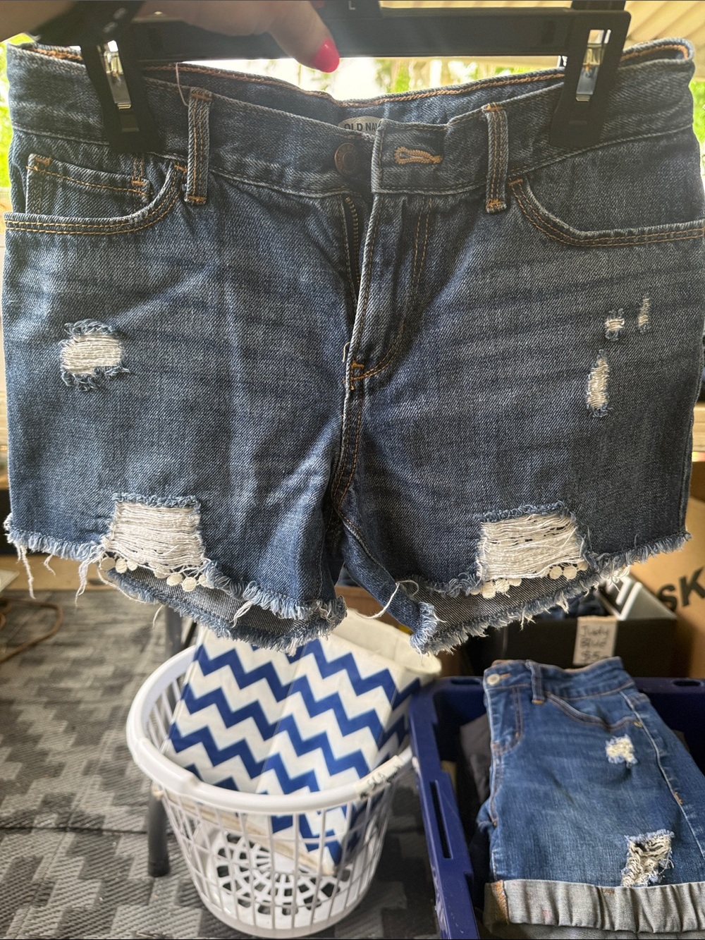 Old Navy Blue Distressed Denim Cutoff Shorts